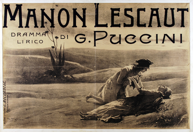 Manon Lescaut, poster by Vespasiano Bignami, 1893 Archivio Storico Ricordi